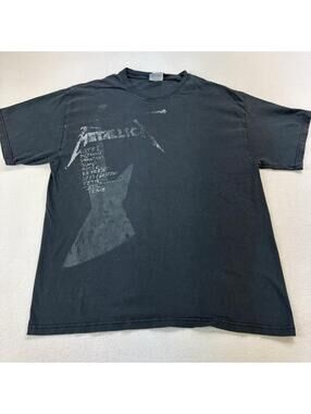 Vintage Y2K Metallica Set List Metal Band T Shirt Size Large Black